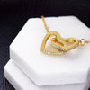 Aan mijn dochter - Verbonden Harten Ketting - Geel/Wit goud - Marmerwit