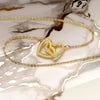 Aan mijn dochter - Verbonden Harten Ketting - Geel/Wit goud - Marmerwit