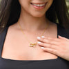 Aan mijn dochter - Verbonden Harten Ketting - Geel/Wit goud - Marmerwit
