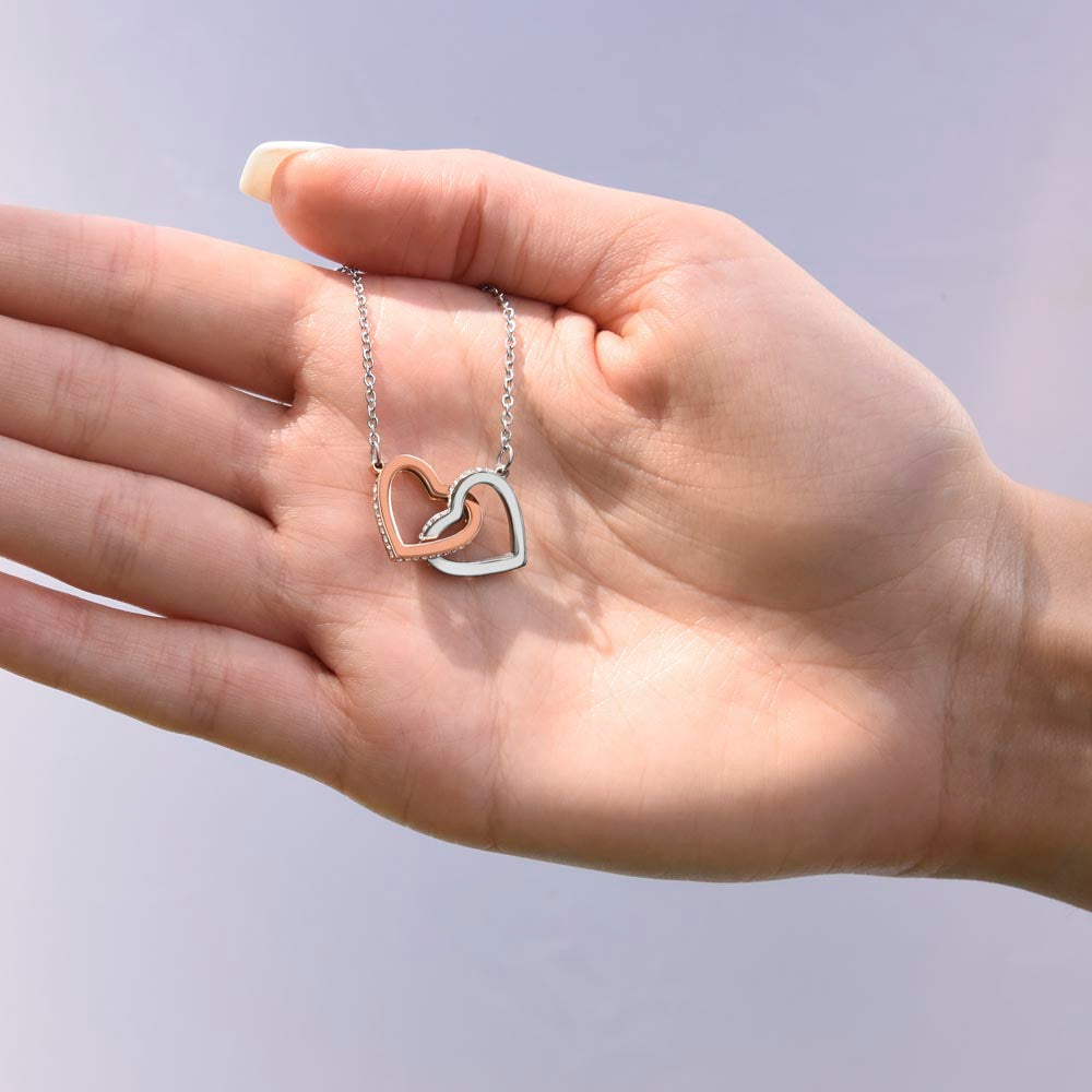 Aan mijn dochter - Verbonden Harten Ketting - Geel/Wit goud - Marmerwit